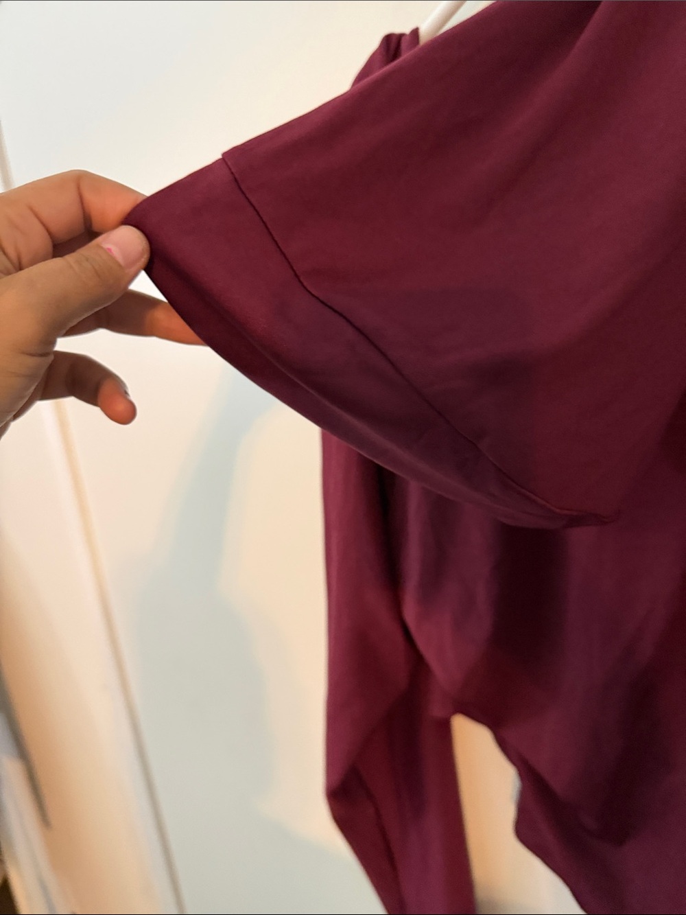 Cider Draped Wrap Long-Sleeve Top in Burgundy Plum - Picture 3 of 5